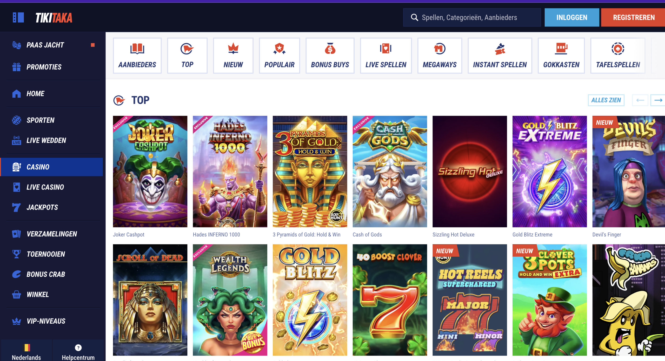 Tiki Taka Casino lobby screenshot