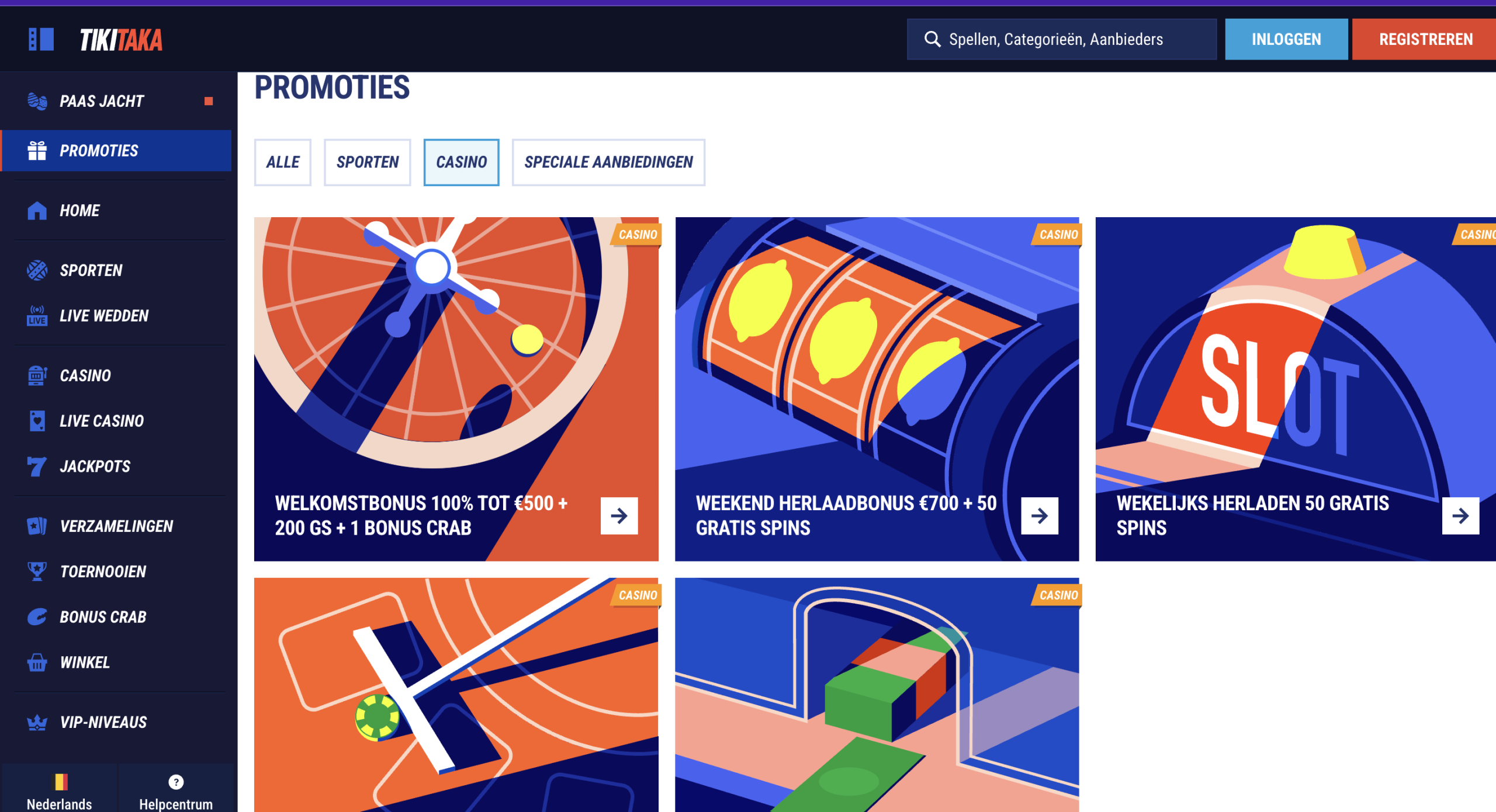 Tiki Taka Casino bonussen screenshot