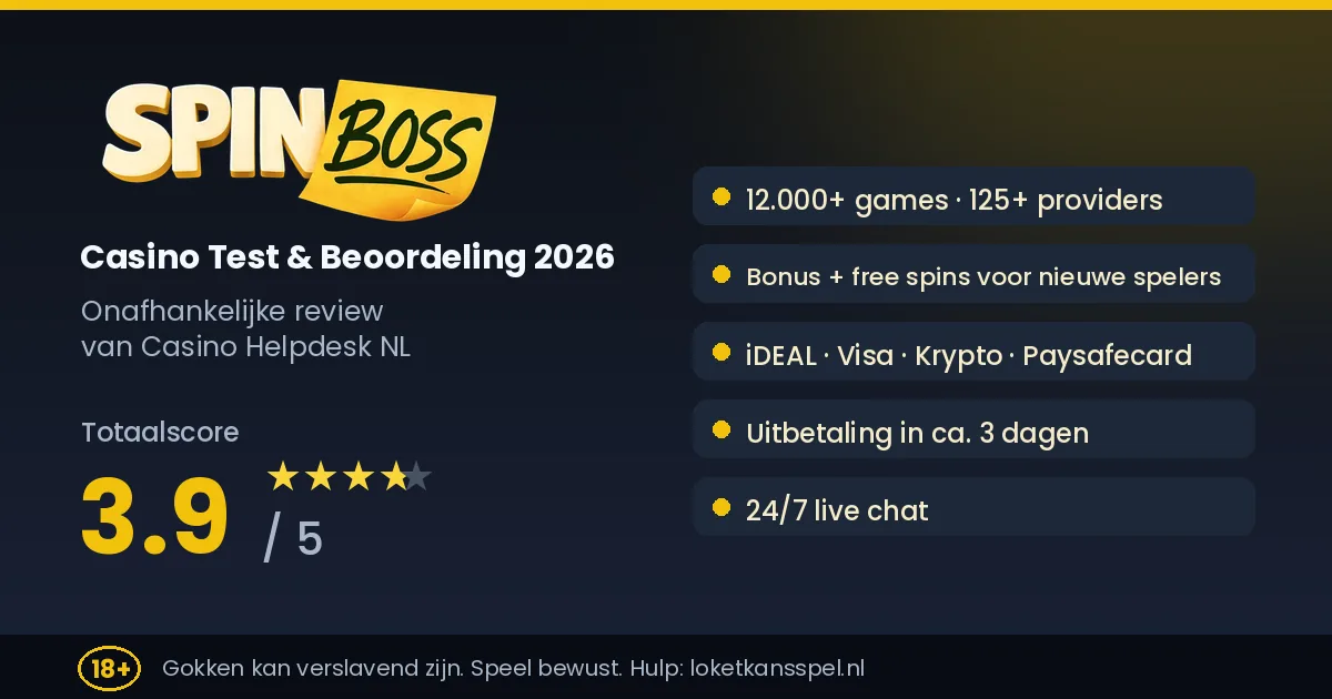 SpinBoss Casino test en beoordeling 2026