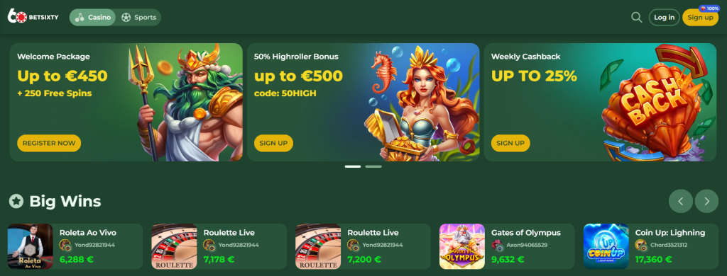 Betsixty Casino lobby