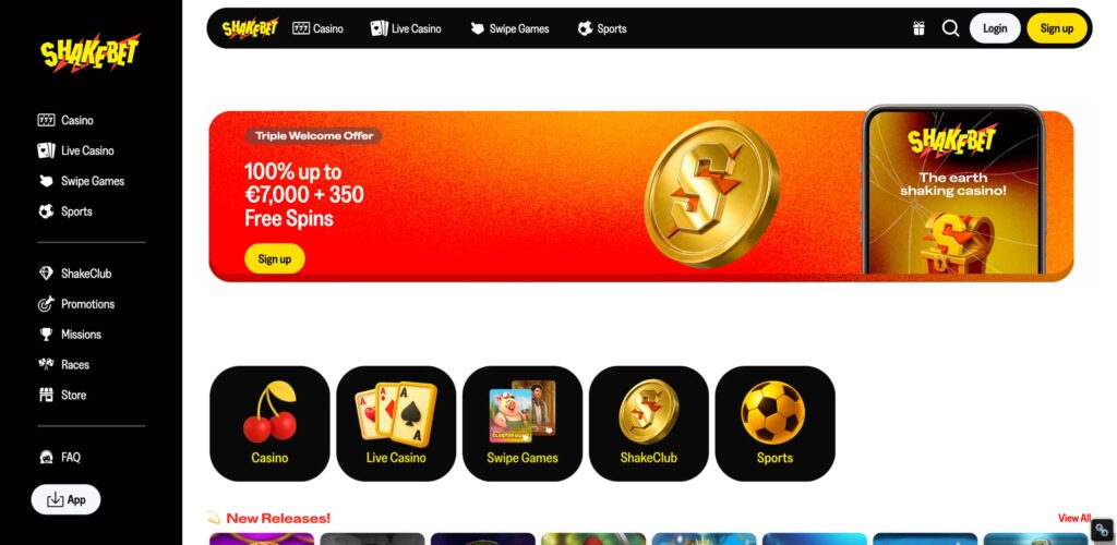 shakebet casino lobby