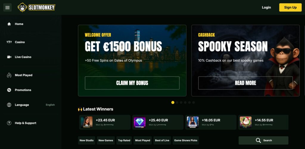 Slotmonkey Casino lobby