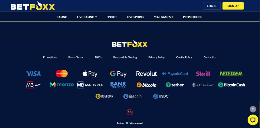 betfoxx Betalingen & uitbetalingen