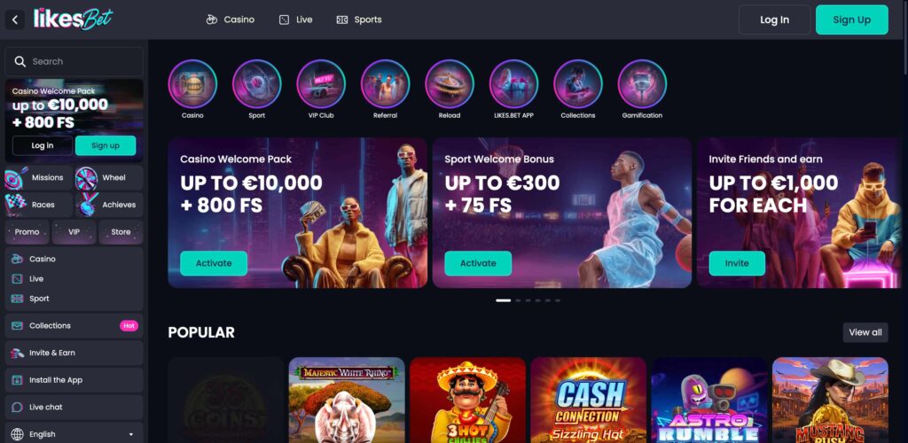 likesbet casino lobby