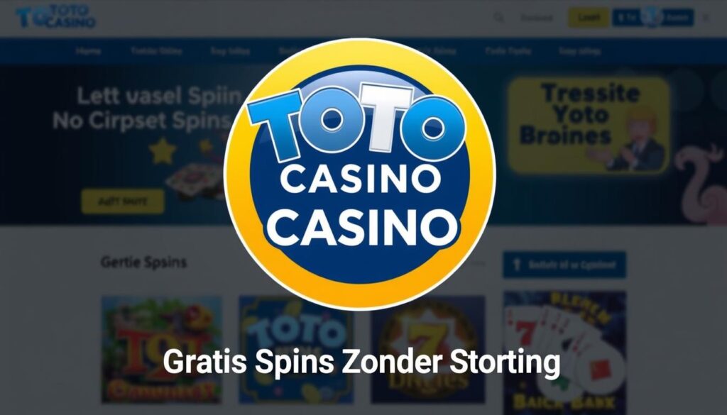 TOTO Casino logo en promotie voor free spins zonder storting